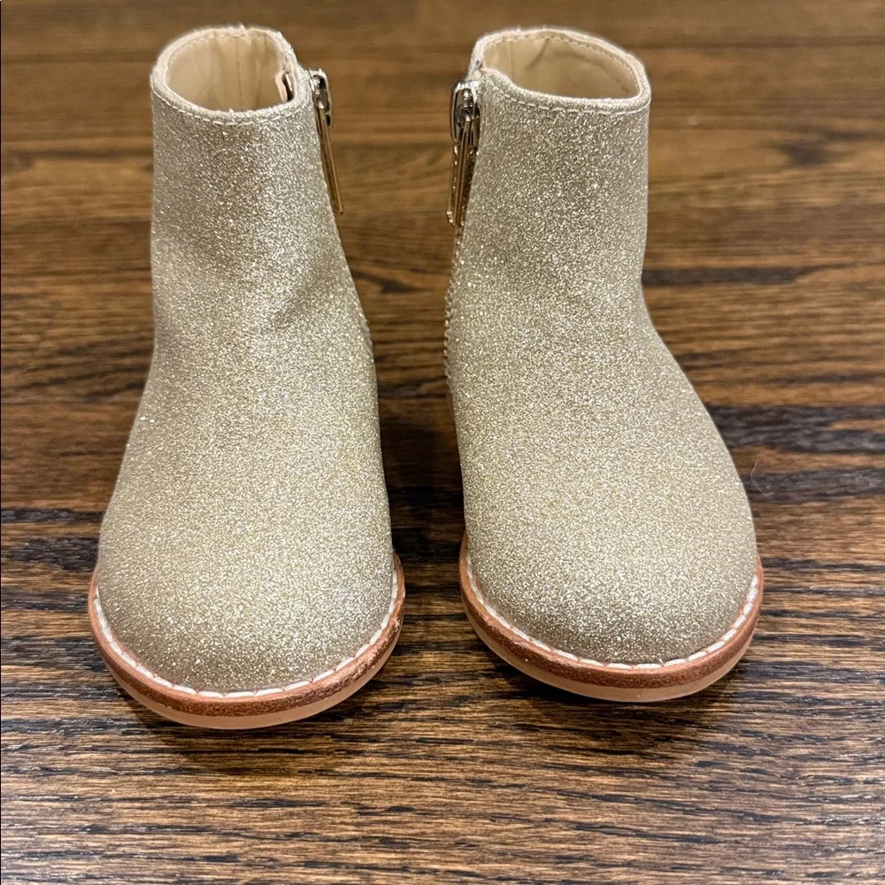 Janie and Jack Gold Glitter Ankle Boots Girls Size 4
